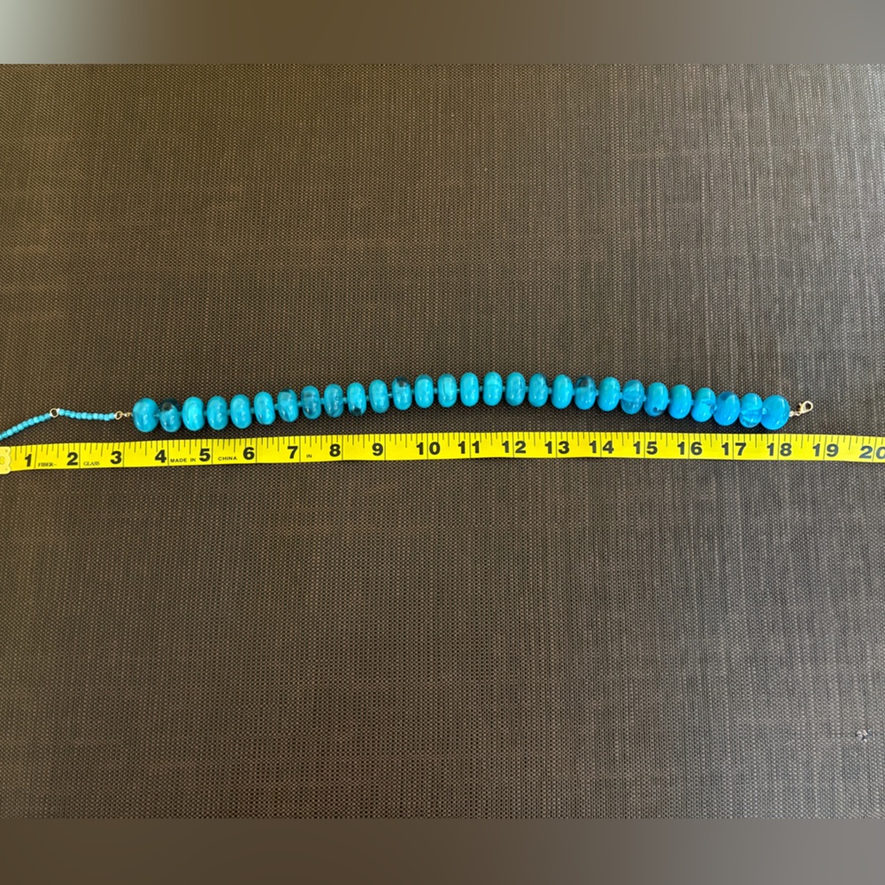 New Elegant Turquoise Blue Statement Beaded Resin Necklace - Picture 10 of 13